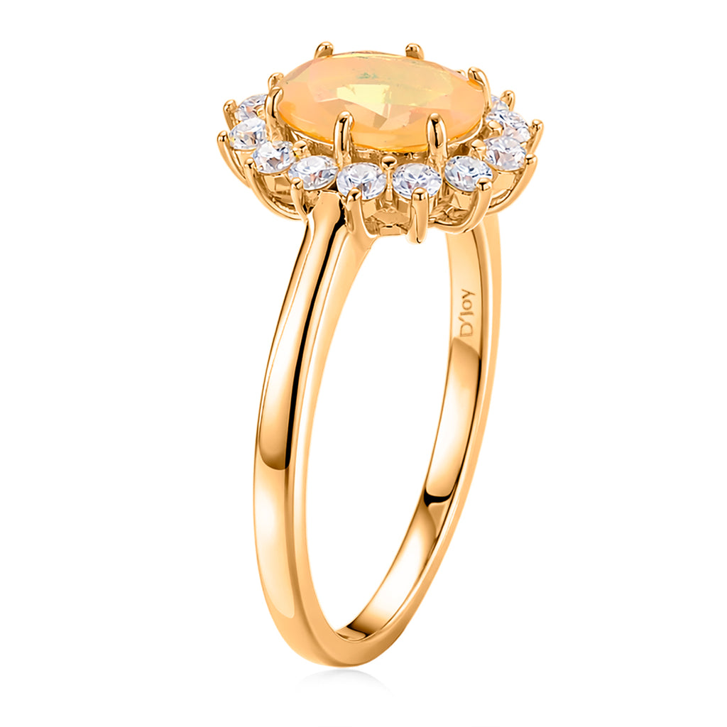 D'Joy Ethiopian Opal & Moissanite Sunburst Ring in Yellow Gold Plated Sterling Silver 1.28 Ct._8380606_3