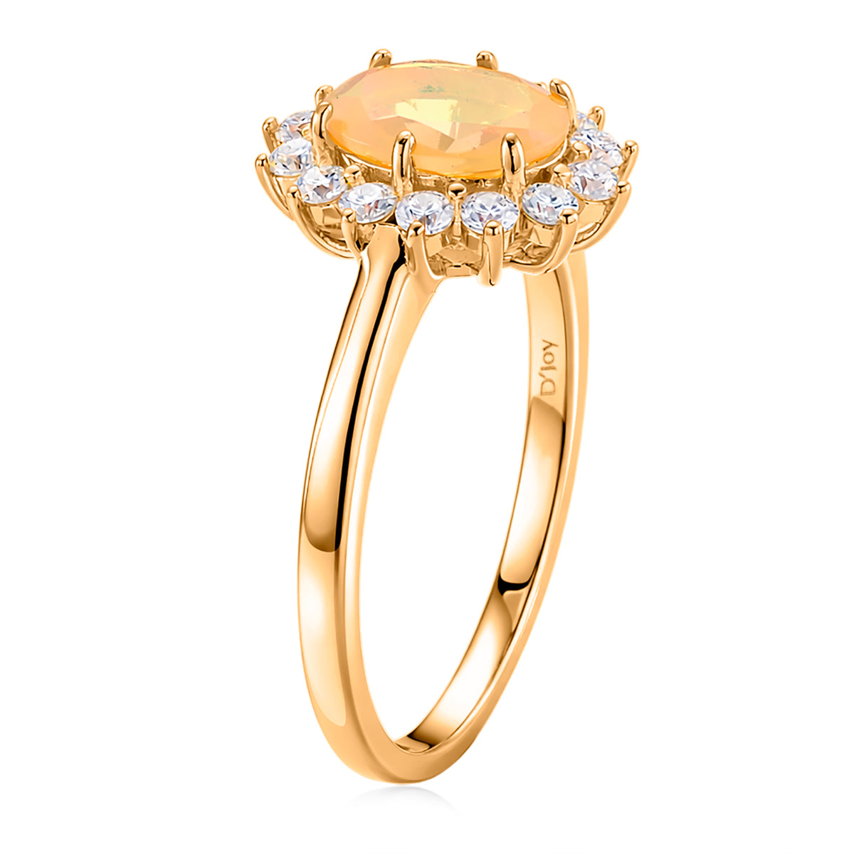 D'Joy Ethiopian Opal, Moissanite Sunburst Ring in Yellow Gold Plated Sterling Silver 1.28 Ct. 8380606 4