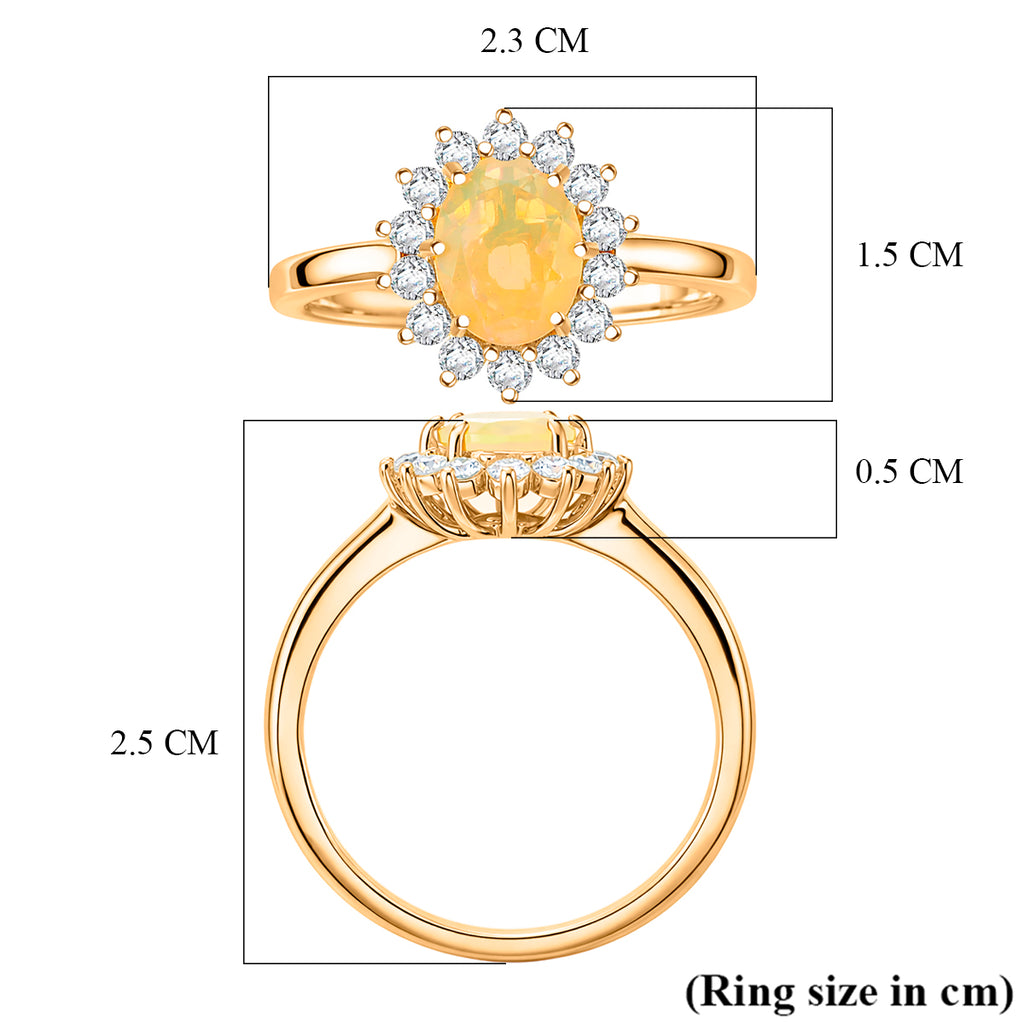 D'Joy Ethiopian Opal & Moissanite Sunburst Ring in Yellow Gold Plated Sterling Silver 1.28 Ct._8380606_5