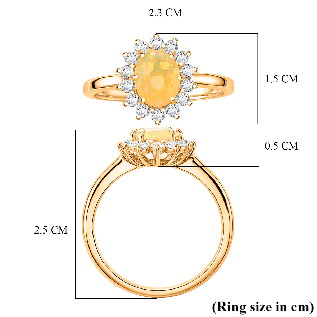 D'Joy Ethiopian Opal, Moissanite Sunburst Ring in Yellow Gold Plated Sterling Silver 1.28 Ct. 8380606 6