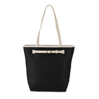 Genuine Leather Tote Bag with Handle Drop (27cm) - Black_8380637