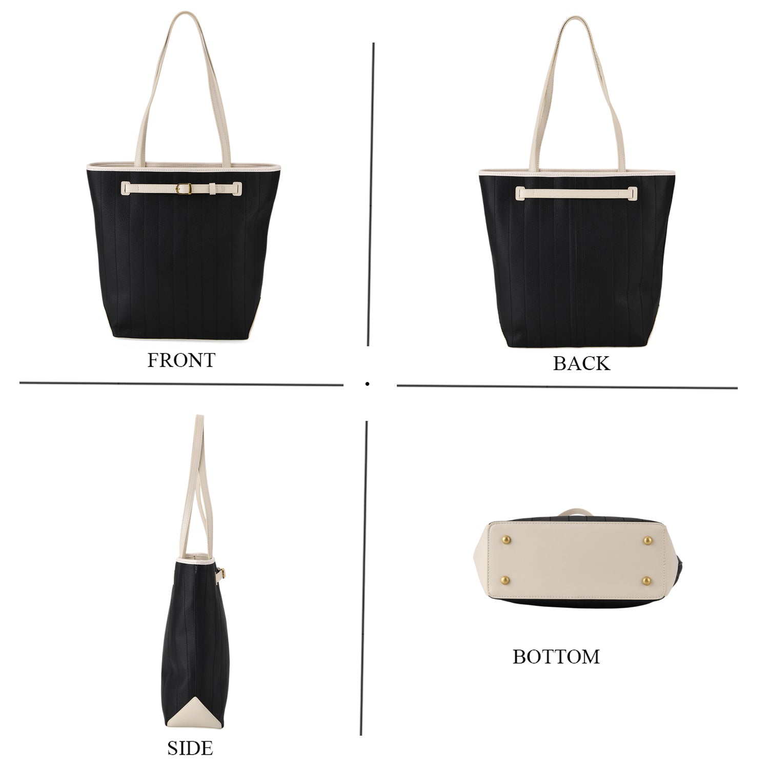 Genuine Leather Tote Bag with Handle Drop (27cm) - Black 8380637 1
