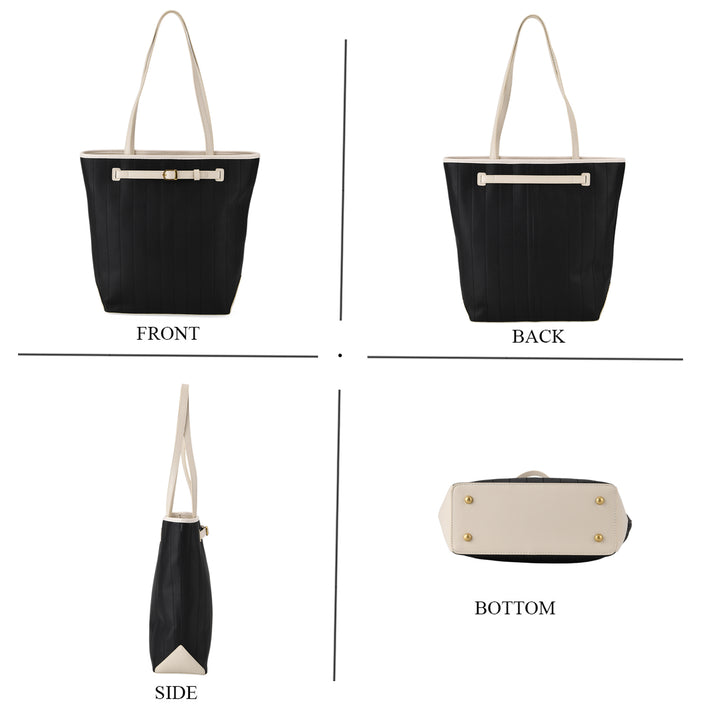 Genuine Leather Tote Bag with Handle Drop (27cm) - Black 8380637 2