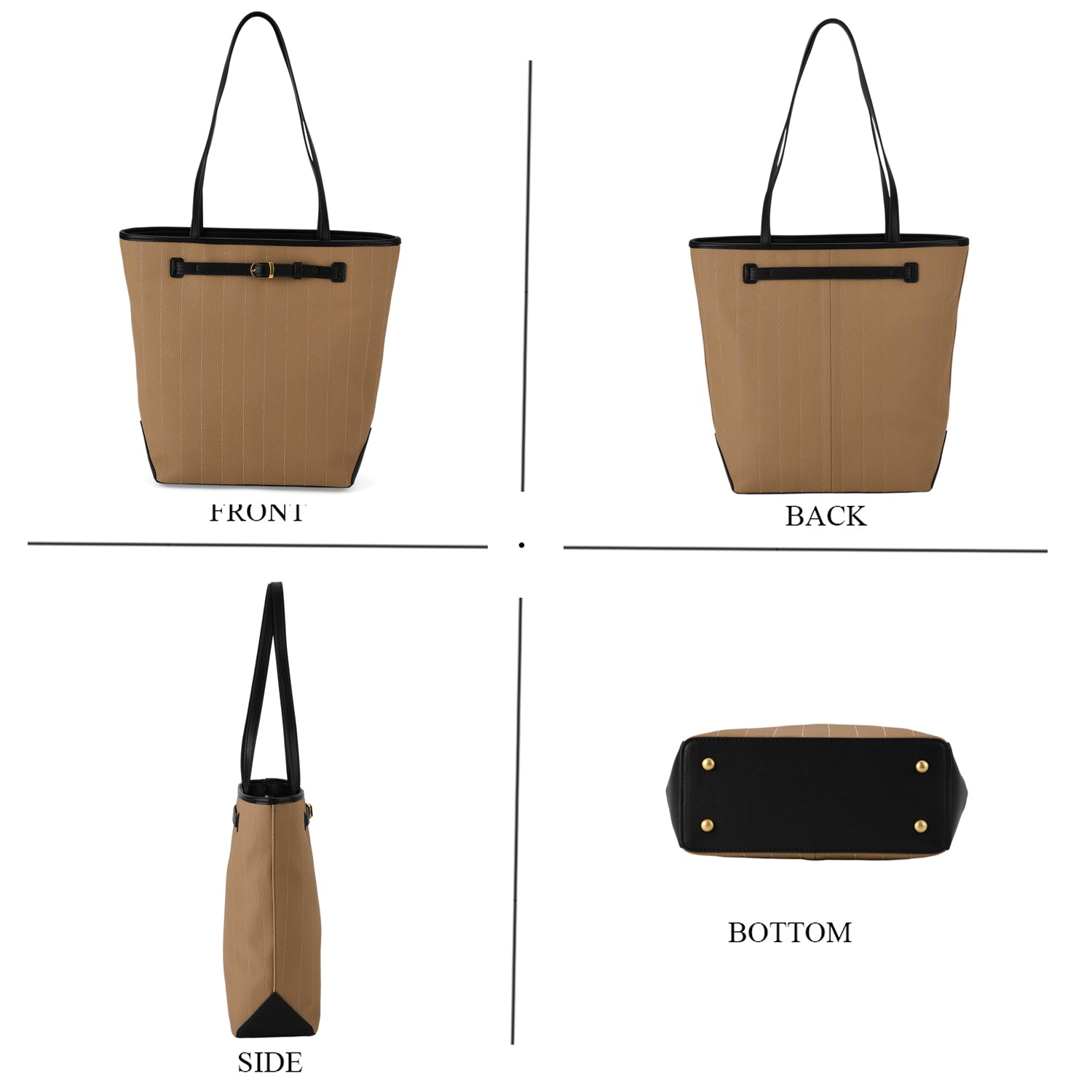 Genuine Leather Tote Bag with Handle Drop (27cm) - Khaki 8380638 1