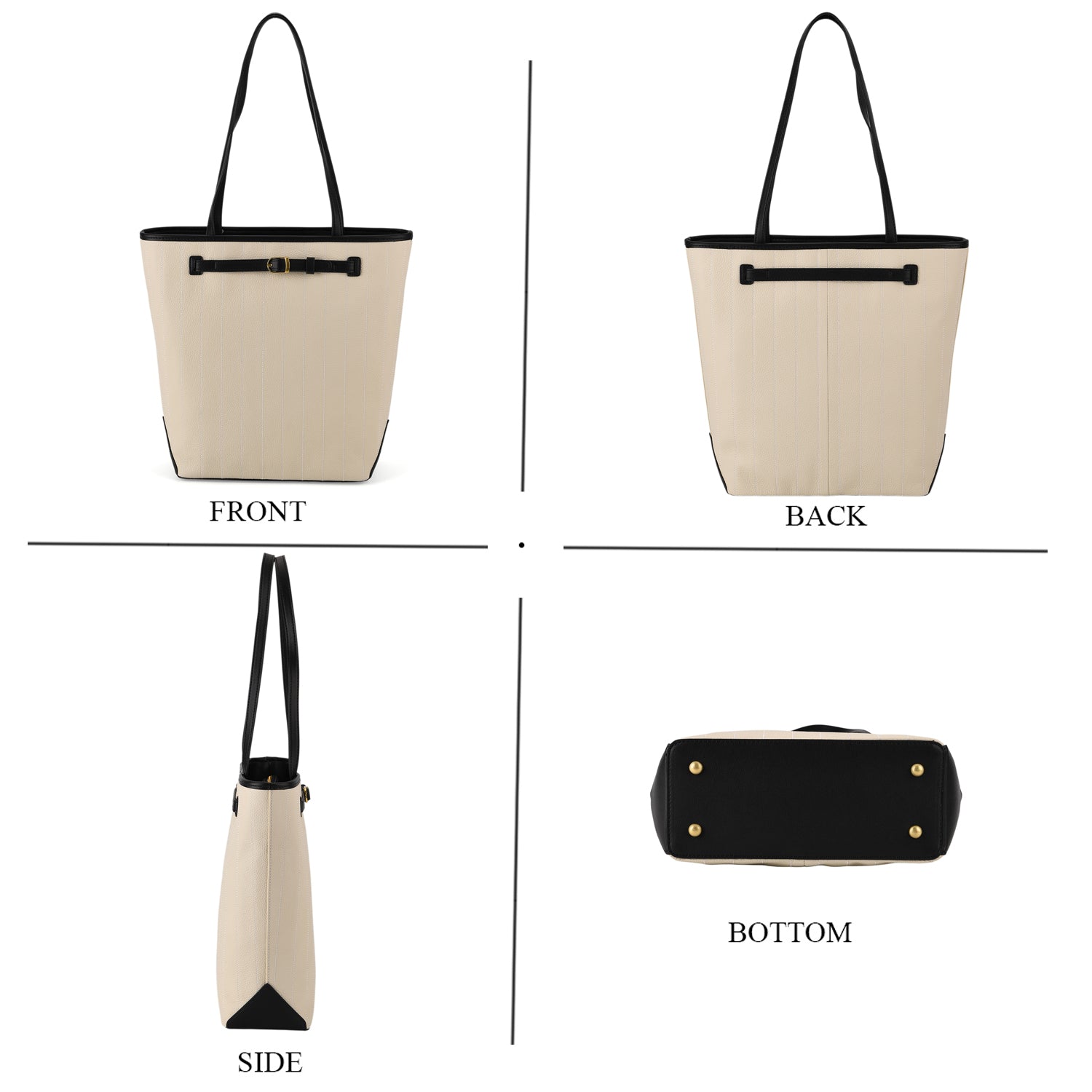 Genuine Leather Tote Bag with Handle Drop (27cm) - Ivory 8380642 1