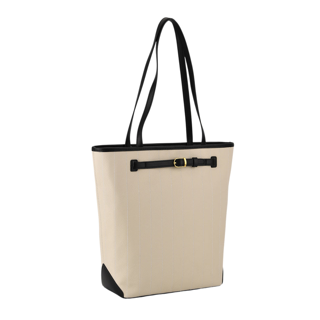 Genuine Leather Tote Bag with Handle Drop (27cm) - Ivory_8380642_7
