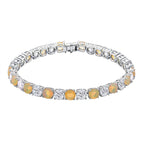 D'Joy Ethiopian Opal Tennis Bracelet (Size - 7) in Rhodium Overlay Sterling Silver 12.26 Ct, Silver Wt. 9.00 Gms_8380667