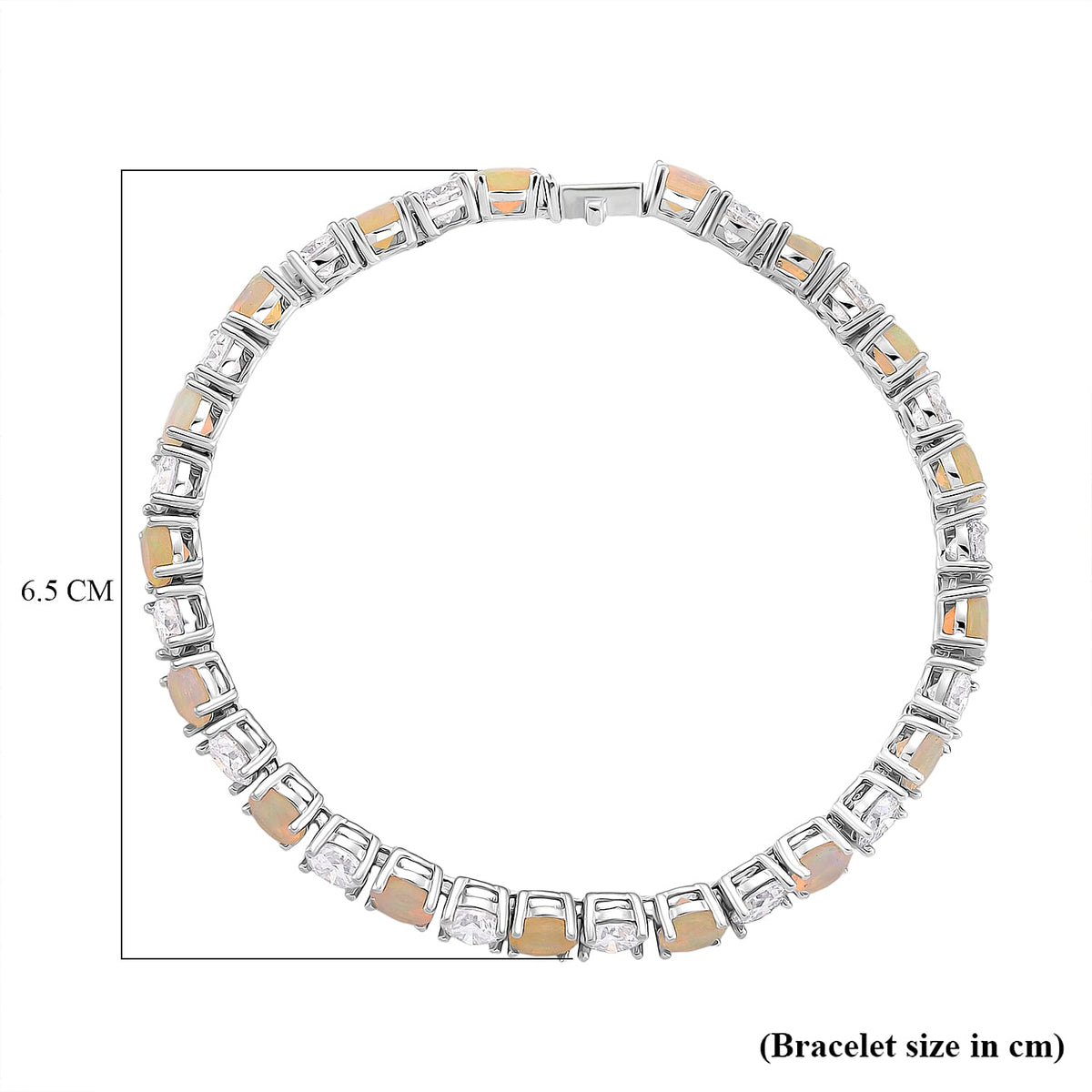 D'Joy Ethiopian Opal Tennis Bracelet (Size - 7) in Rhodium Overlay Sterling Silver 12.26 Ct, Silver Wt. 9.00 Gms 8380667 5
