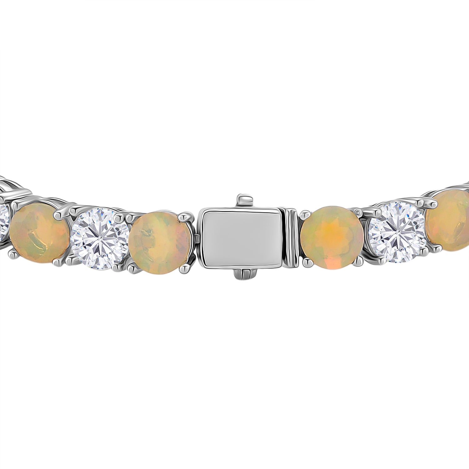 D'Joy Ethiopian Opal Line Bracelet (Size - 7.5) in Rhodium Overlay Sterling Silver 13.36 Ct, Silver Wt. 9.88 Gms 8380677 4