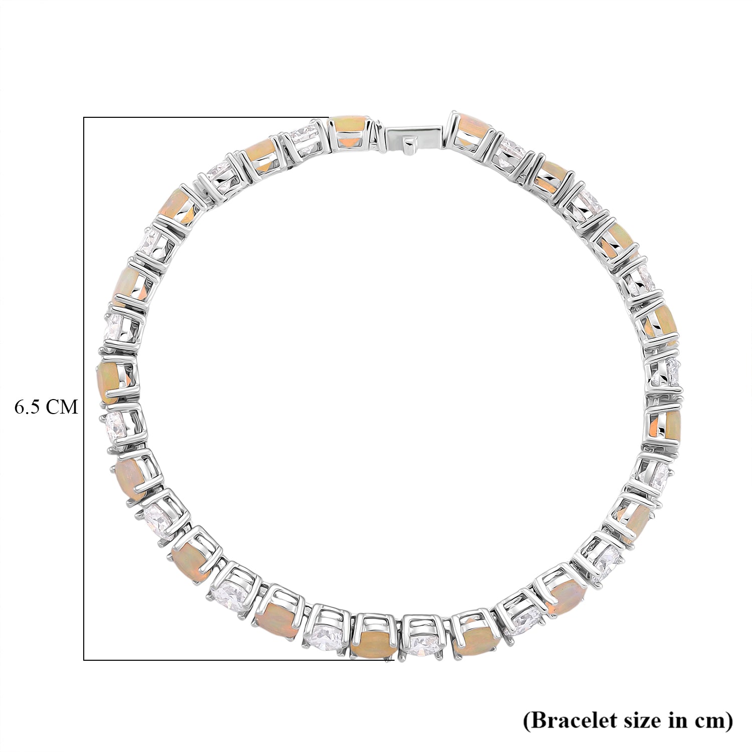 D'Joy Ethiopian Opal Line Bracelet (Size - 7.5) in Rhodium Overlay Sterling Silver 13.36 Ct, Silver Wt. 9.88 Gms 8380677 5