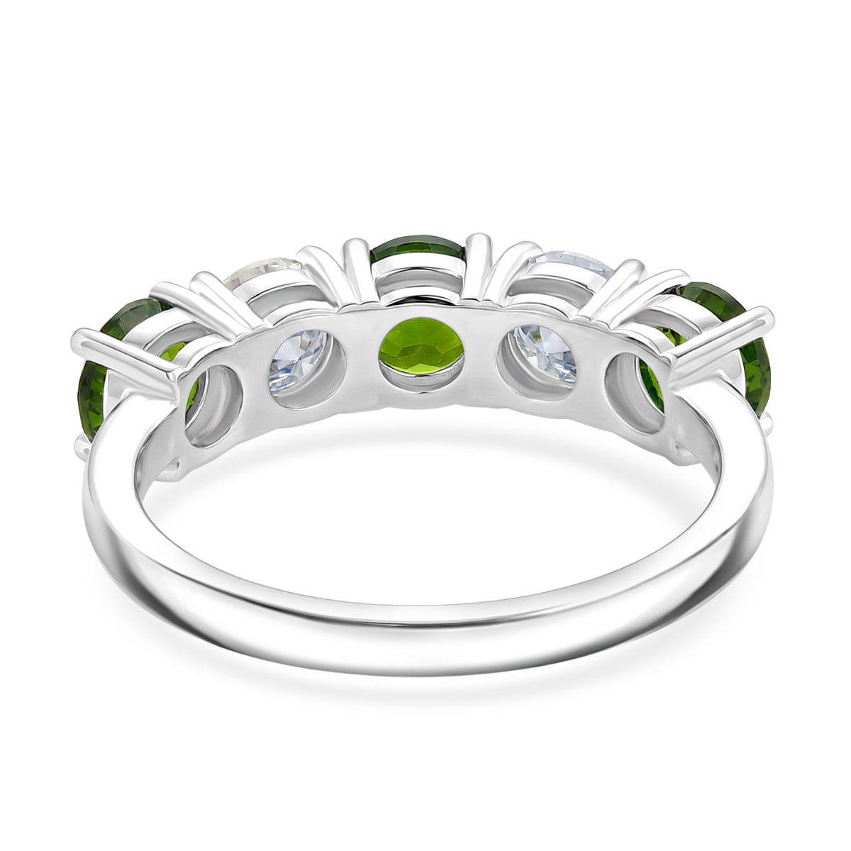 D'Joy Natural Chrome Diopside, Moissanite 5 Stone Ring in Rhodium Overlay Sterling Silver 2.45 Ct. V32514119 5