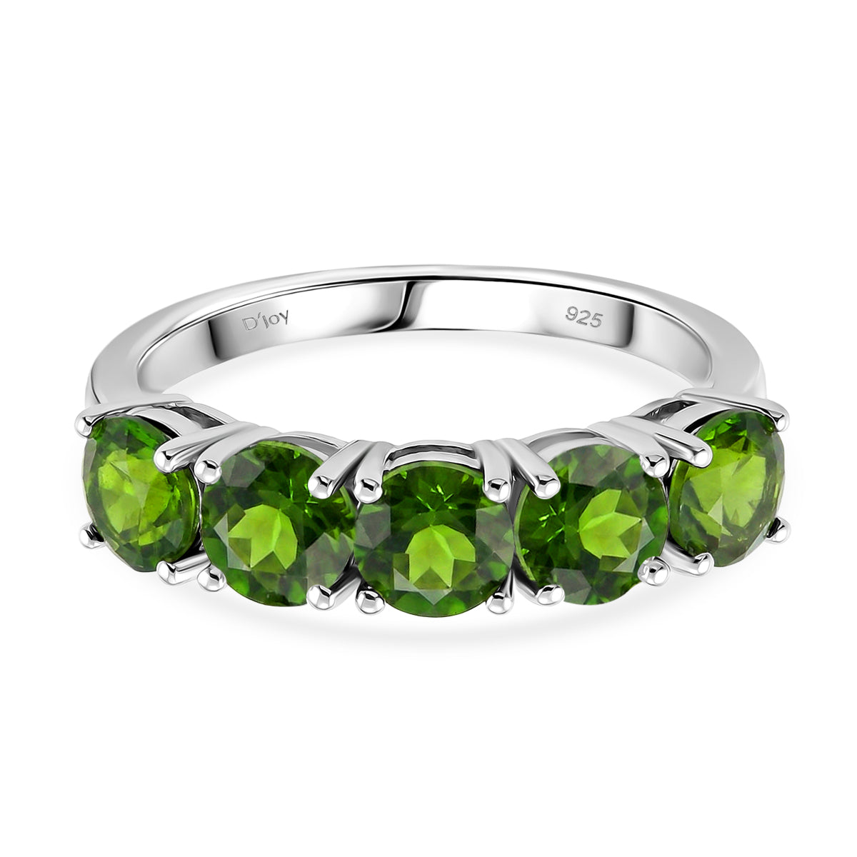 D'Joy Natural Chrome Diopside 5 Stone Ring in Rhodium Overlay Sterling Silver 2.75 Ct. V32519619 0