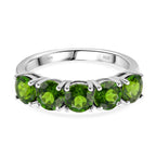 D'Joy Natural Chrome Diopside 5 Stone Ring in Rhodium Overlay Sterling Silver 2.75 Ct._8380723