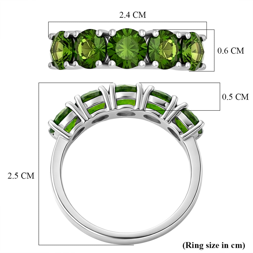 D'Joy Natural Chrome Diopside 5 Stone Ring in Rhodium Overlay Sterling Silver 2.75 Ct._8380723_5