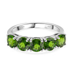 D'Joy Natural Chrome Diopside 5 Stone Ring in Rhodium Overlay Sterling Silver 2.75 Ct._8380725