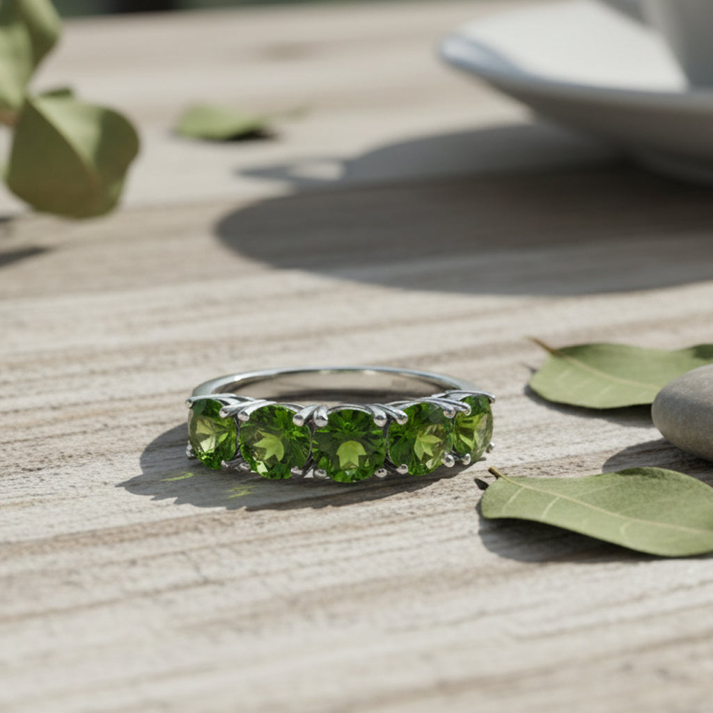 D'Joy Natural Chrome Diopside 5 Stone Ring in Rhodium Overlay Sterling Silver 2.75 Ct._8380727_1