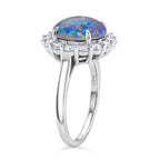 D'Joy Australian Boulder Opal & Moissanite Halo Ring in Rhodium Overlay Sterling Silver 3.40 Ct._8380734_3