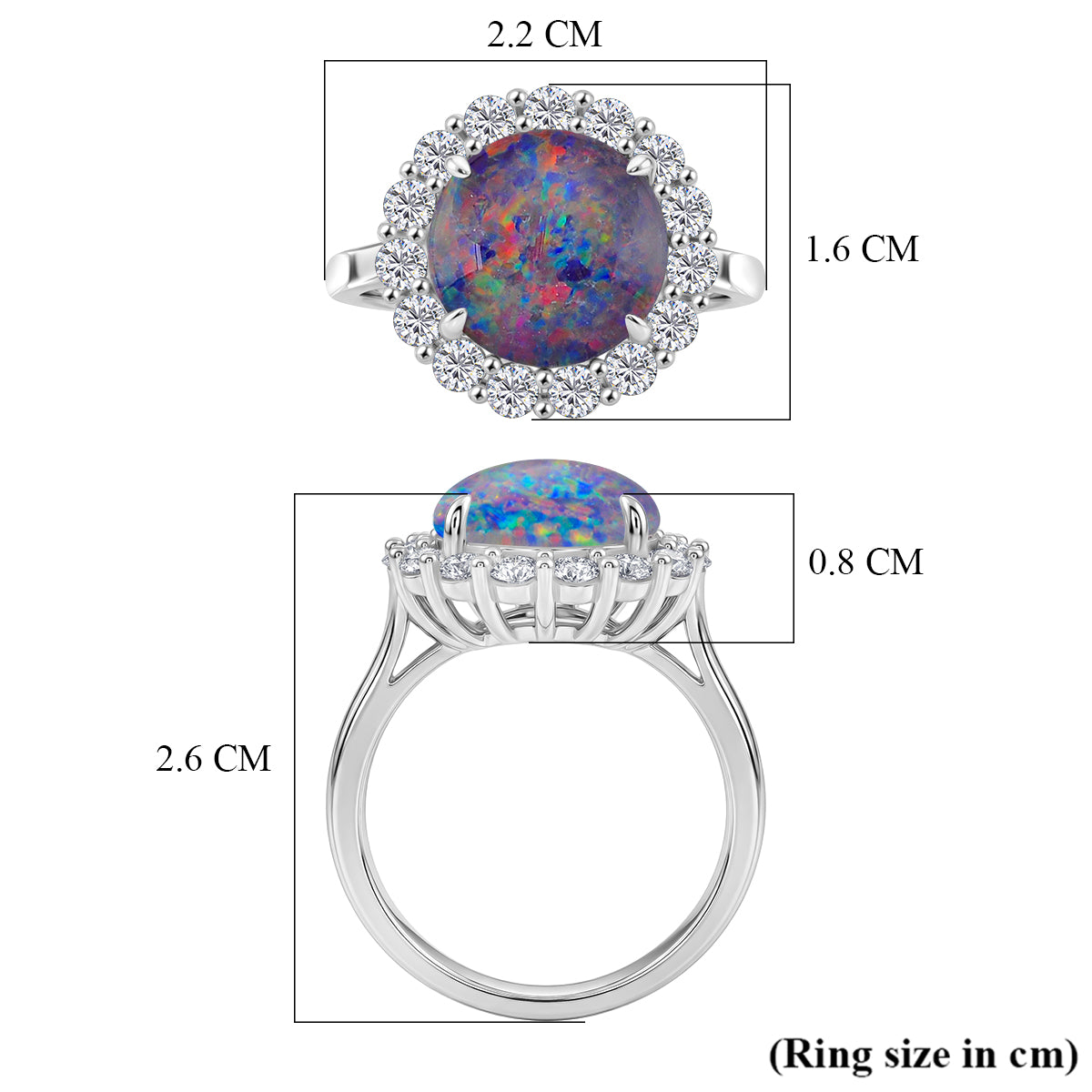 D'Joy Australian Boulder Opal, Moissanite Halo Ring in Rhodium Overlay Sterling Silver 3.40 Ct. V32650262 6