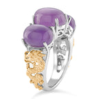 D'Joy Purple Jade Trilogy Dragon Ring in Two Tone Plated Sterling Silver 12.60 Ct._8380800_3