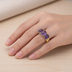 D'Joy Purple Jade Trilogy Dragon Ring in Two Tone Plated Sterling Silver 12.60 Ct._8380801_2