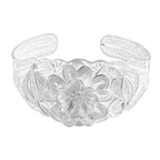 Royal Bali Collection Sterling Silver Floral Cuff Bangle (Size - 8), Silver Wt.30 Gms_8380884