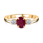 Luxuriant Mozambique Ruby & Lab Grown Diamond Ring in 18K Vermeil Yellow Gold Plated Sterling Silver 1.12 Ct._8381295