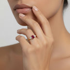 Luxuriant Mozambique Ruby & Lab Grown Diamond Ring in 18K Vermeil Yellow Gold Plated Sterling Silver 1.12 Ct._8381295_2