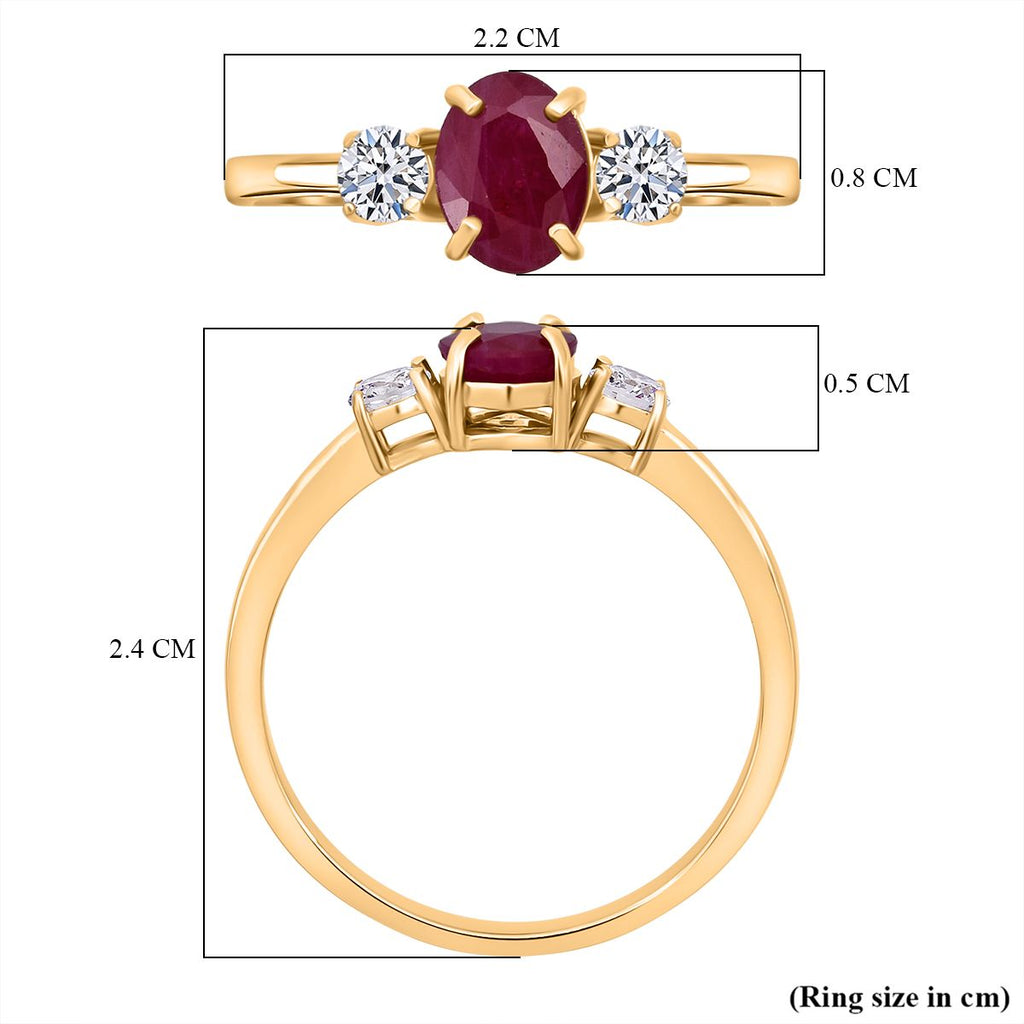 Luxuriant Mozambique Ruby & Lab Grown Diamond Ring in 18K Vermeil Yellow Gold Plated Sterling Silver 1.12 Ct._8381295_5