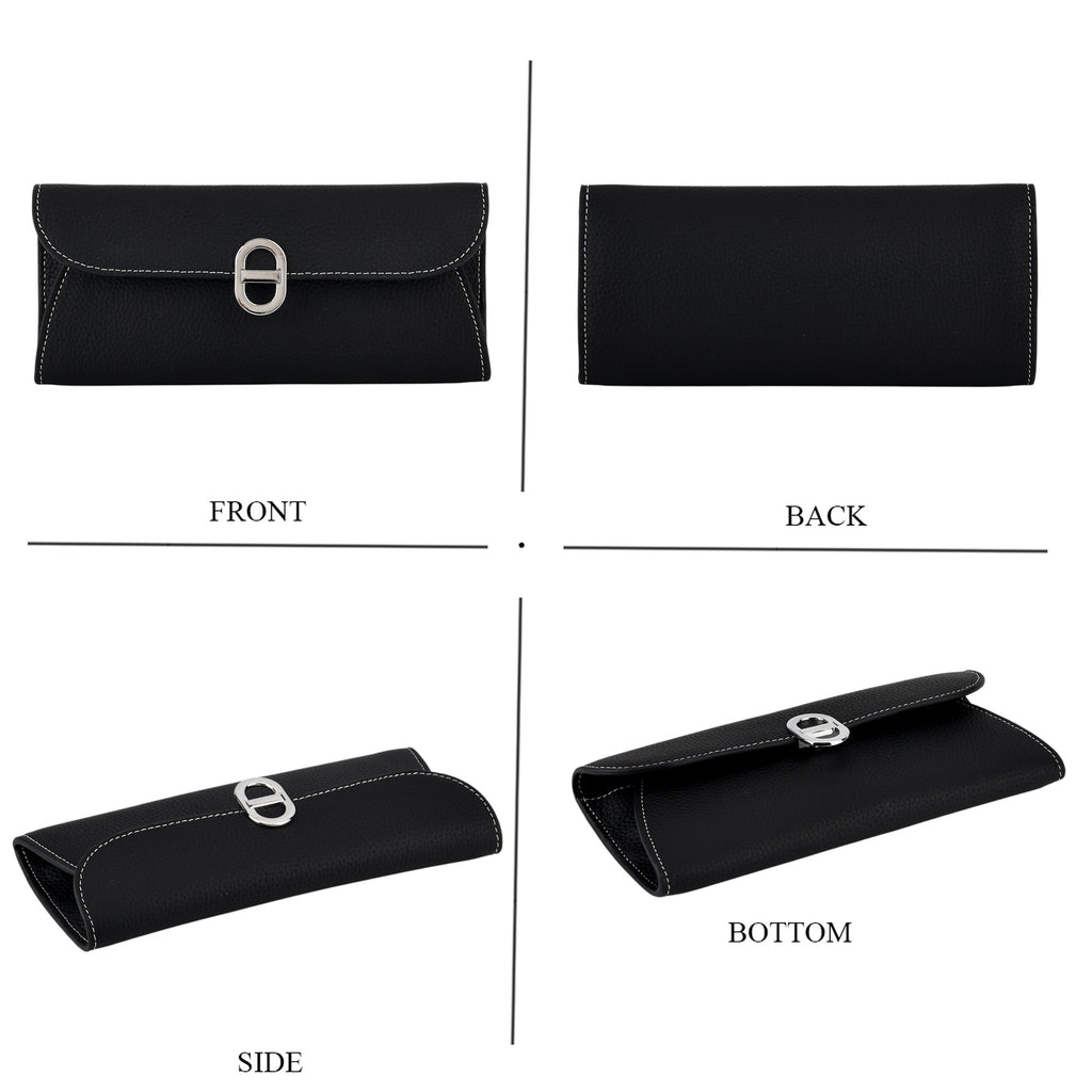 Genuine Leather RFID Protected Slimline Clutch - Black_8411737_4