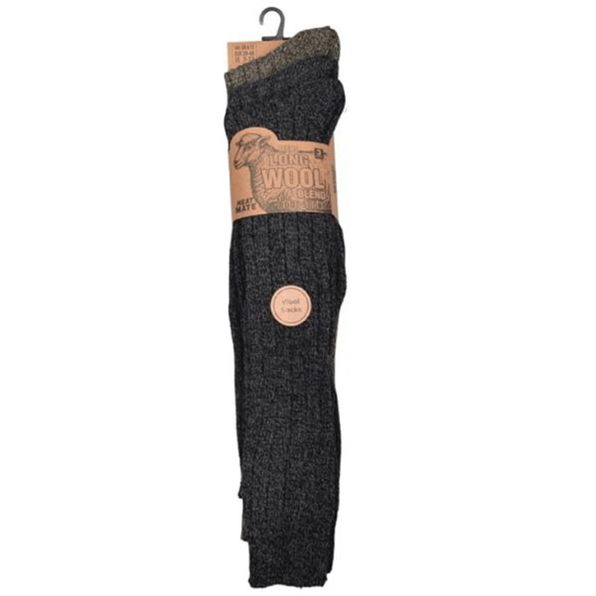 HeatMate Pack of 3 Mens Wool Blend Boot Socks (Fits 6-11) - Navy &amp; Multicolour V32538075 0
