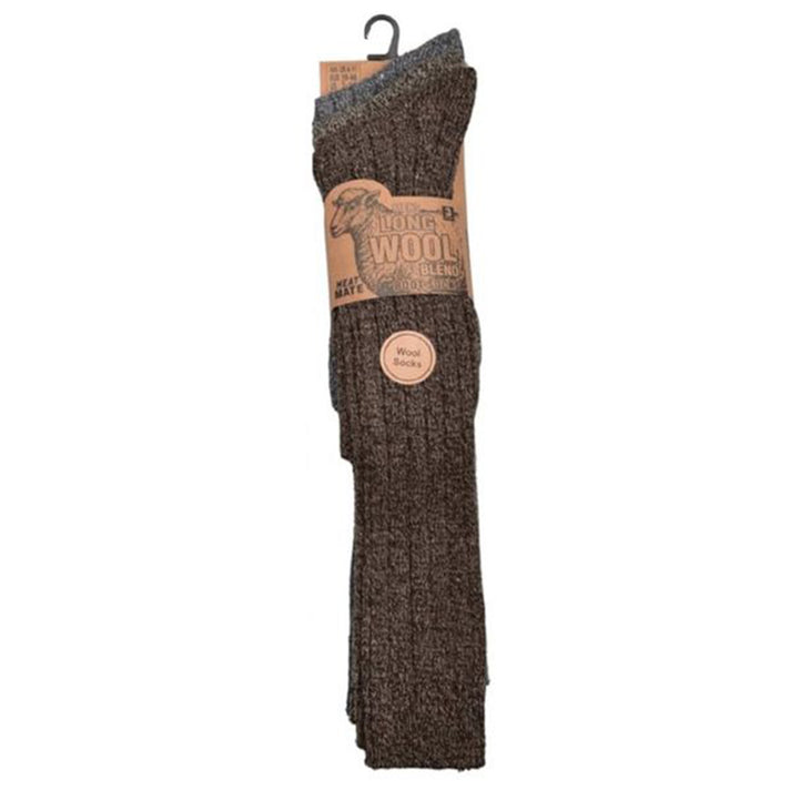 HeatMate Pack of 3 Mens Wool Blend Boot Socks (Fits 6-11) - Brown &amp; Multicolor V32637459 1