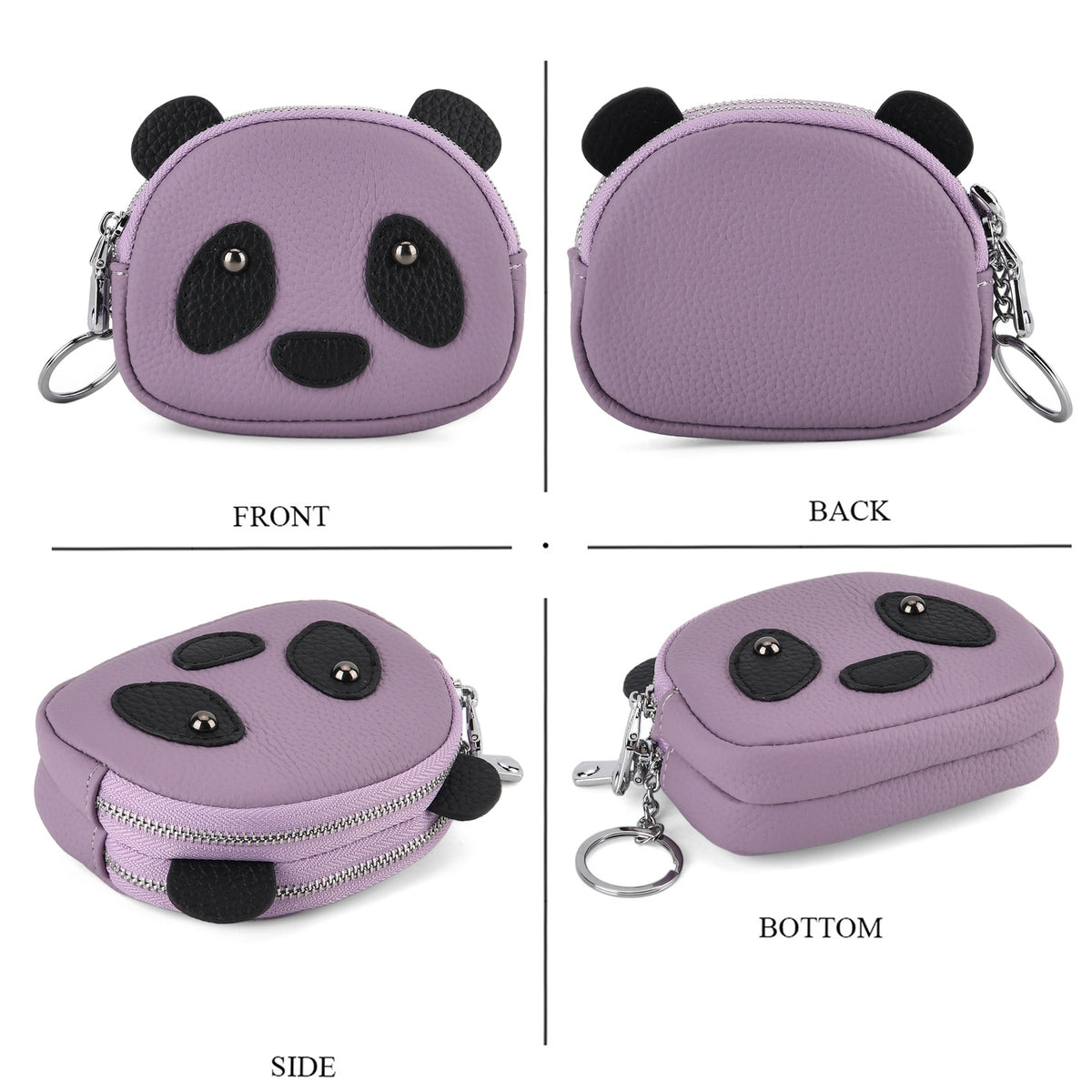 Genuine Leather Panda Pattern Wallet - Purple 8411773 5
