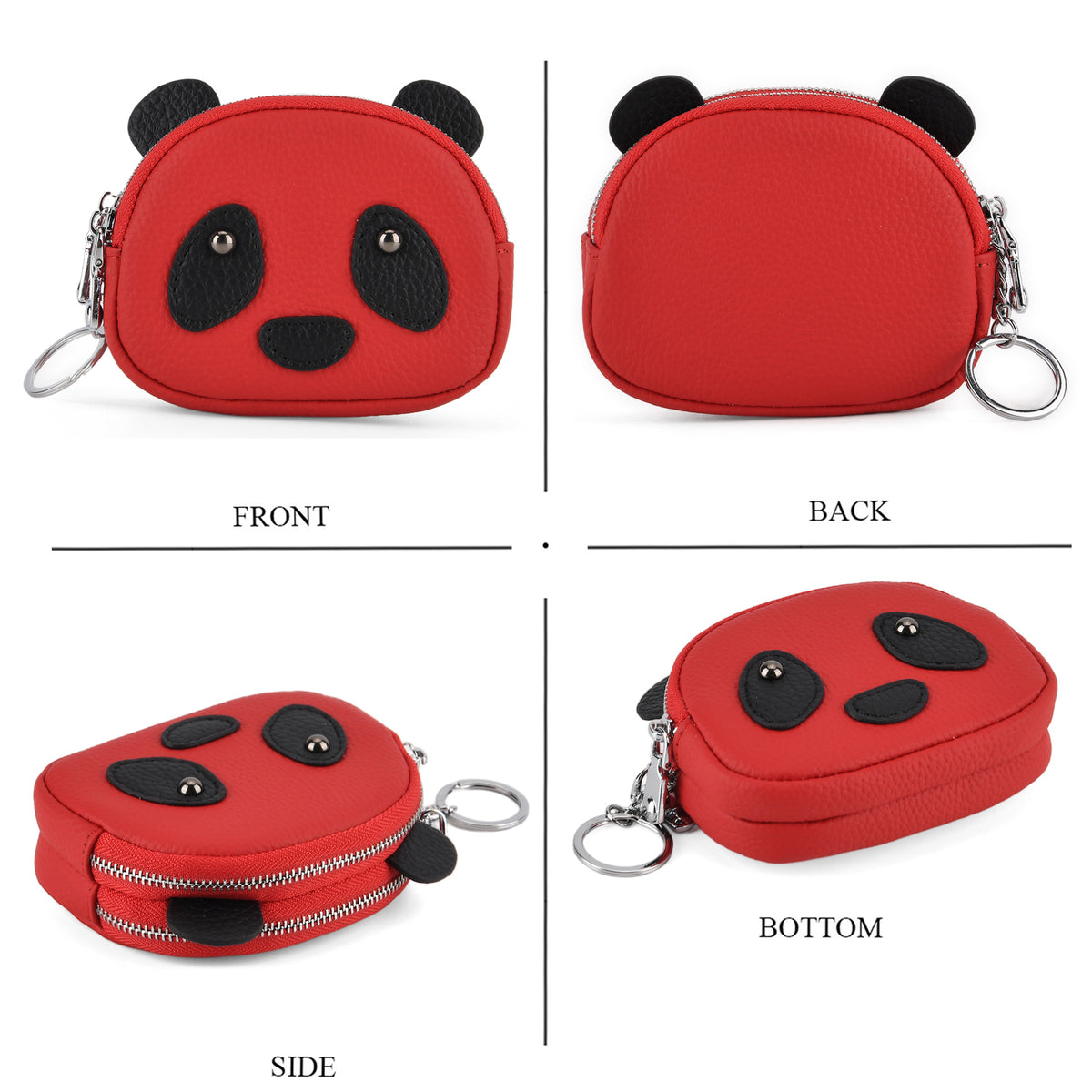 Genuine Leather Panda Pattern Wallet - Red V32519678 5