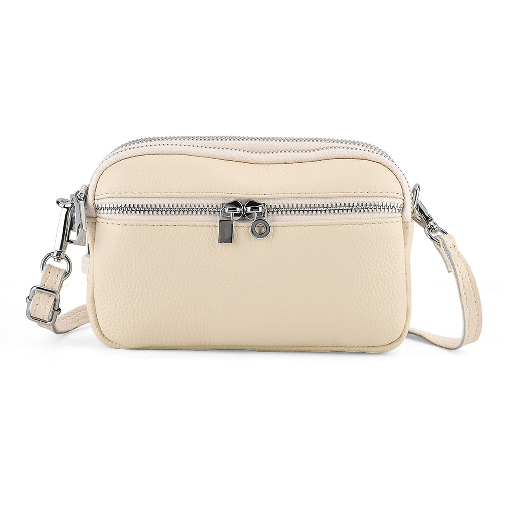 Genuine Leather Designer Minimalist Shoulder Bag - Off White_8411800