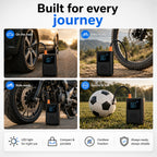 Portable Smart Air Pump - 4000mAh Rechargeable Tyre Inflator, 150 PSI Cordless Electric Pump with Power Bank Function - Black_8411811_3