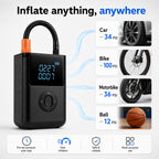 Portable Smart Air Pump - 4000mAh Rechargeable Tyre Inflator, 150 PSI Cordless Electric Pump with Power Bank Function - Black_8411811_4