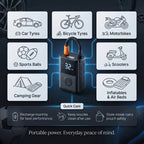 Portable Smart Air Pump - 4000mAh Rechargeable Tyre Inflator, 150 PSI Cordless Electric Pump with Power Bank Function - Black_8411811_6