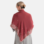 La Marey Embroidery Cotton Blend Scarf (130 x 130cm) - Burgundy_8411914_2