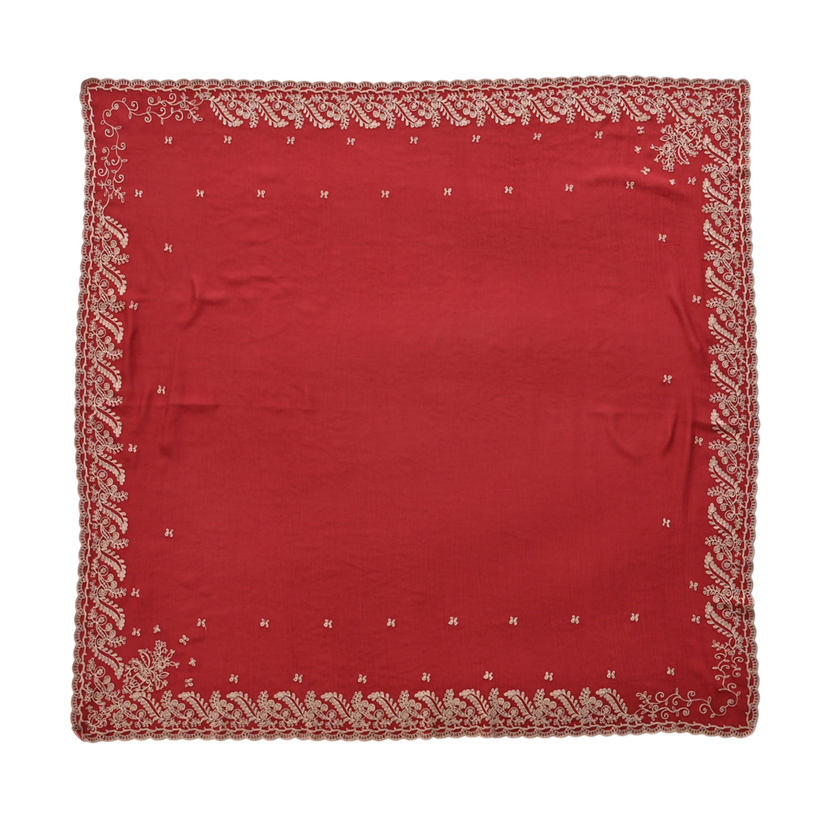 La Marey Embroidery Cotton Blend Scarf (130 x 130cm) - Burgundy V32529348 7