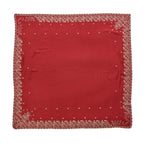 La Marey Embroidery Cotton Blend Scarf (130 x 130cm) - Burgundy_8411914_6