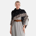 La Marey Embroidery Cotton Blend Scarf (130 x 130cm) - Black_8411916