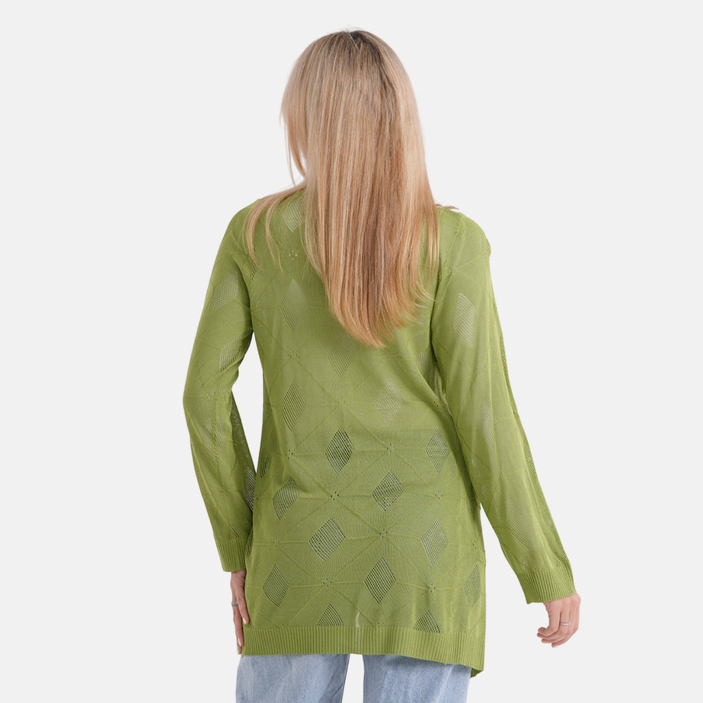 La Marey Womens Classic Midi Length Open Front Cardigan (Size - S/M, 8 to 14) - Apple Green_8411917_2
