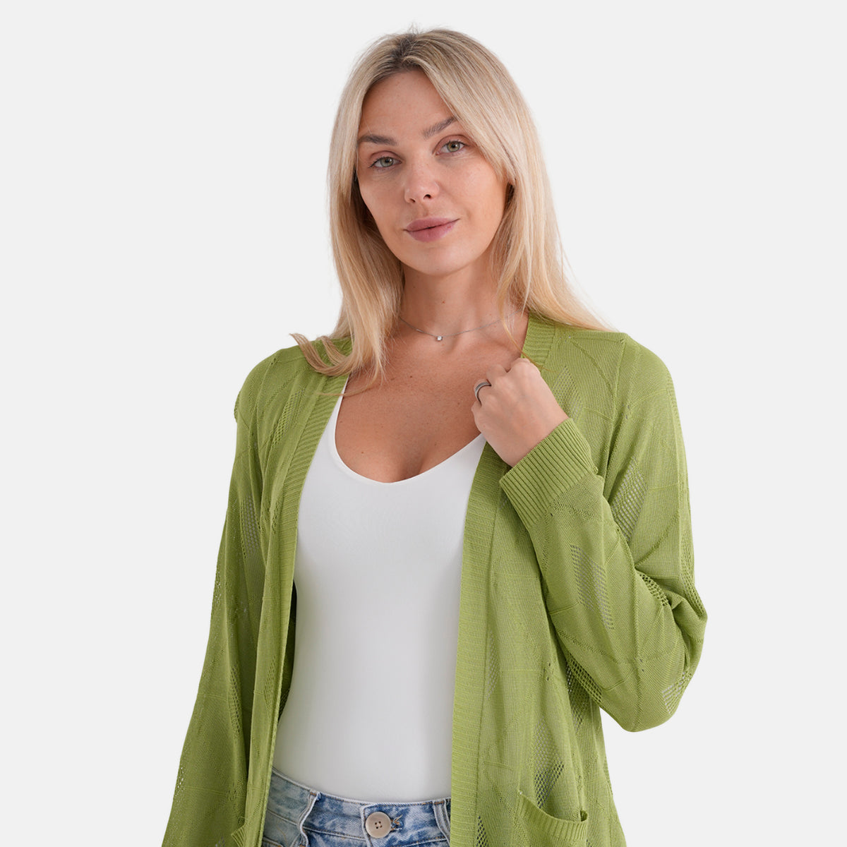 La Marey Womens Classic Midi Length Open Front Cardigan (Size - S/M, 8 to 14) - Apple Green V32569965 5