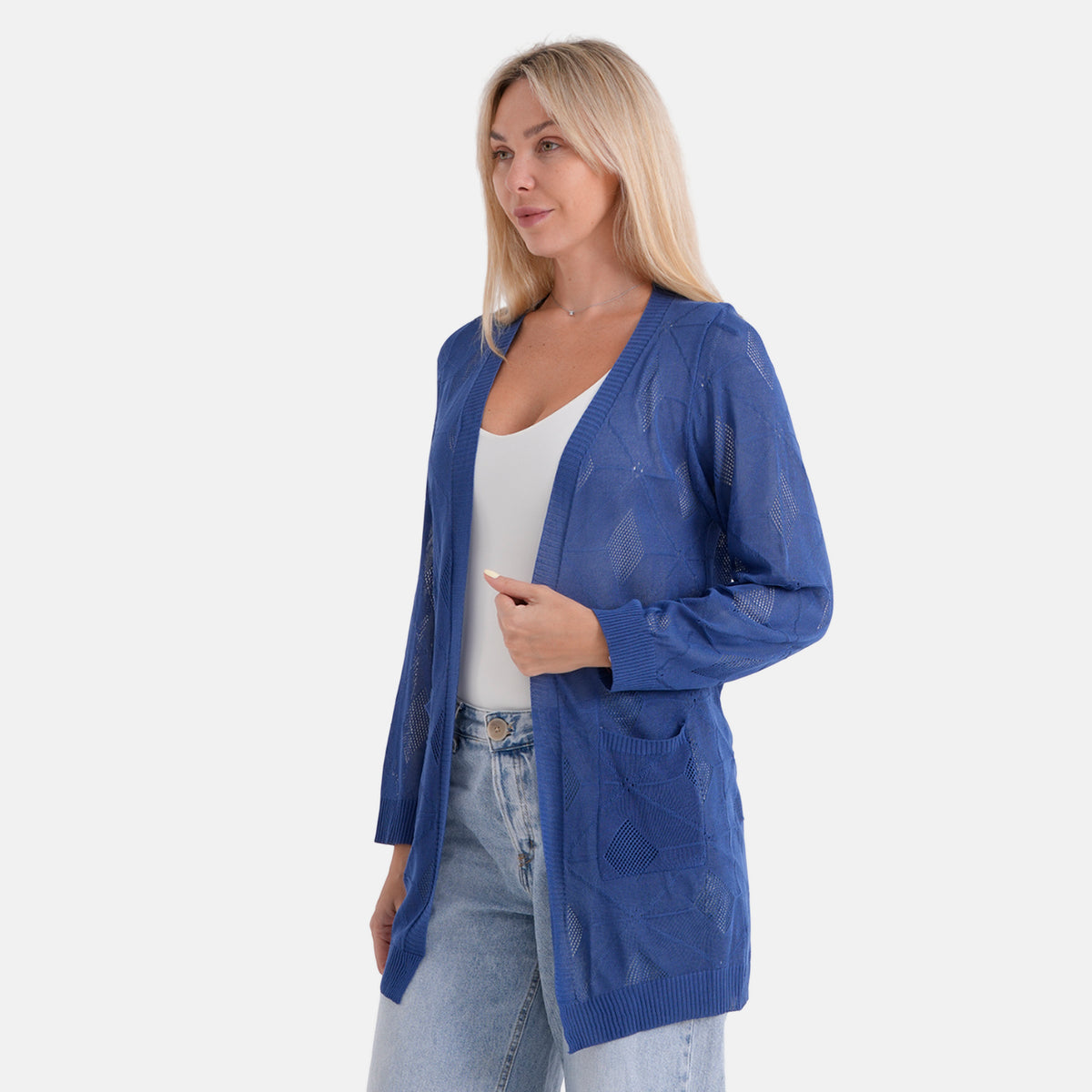 La Marey Womens Classic Midi Length Open Front Cardigan (Size - S/M, 8 to 14) - Yale Blue V32515663 3