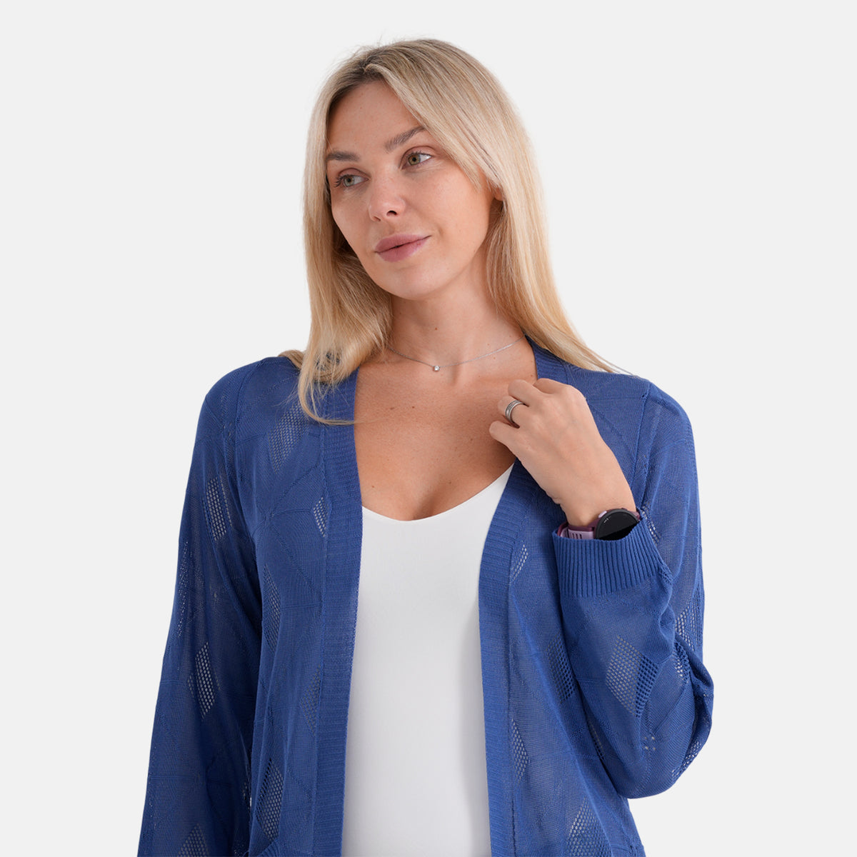 La Marey Womens Classic Midi Length Open Front Cardigan (Size - S/M, 8 to 14) - Yale Blue V32515663 5
