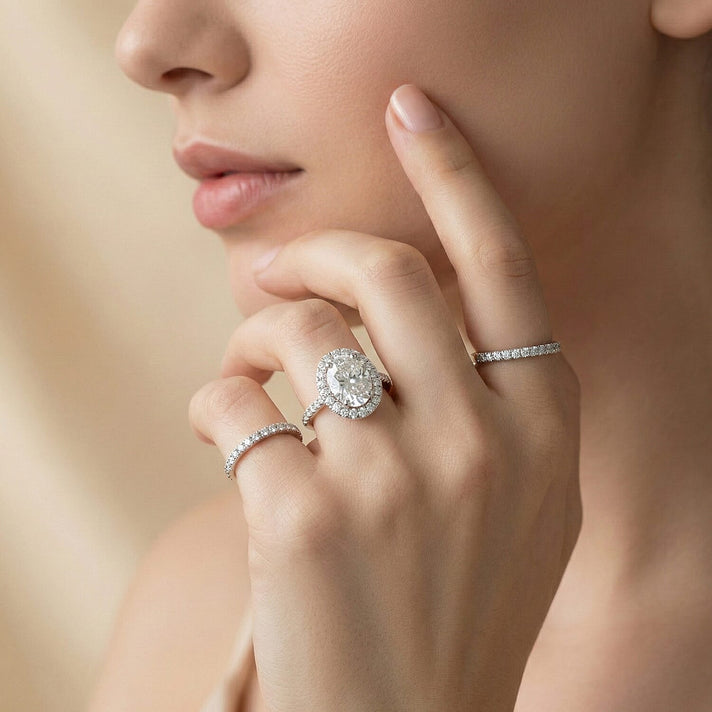 LUXURIANT 4.75 Ct. Lab Grown Diamond Halo Ring in 950 Platinum SGL Certified (VS-EF) 8411943 2