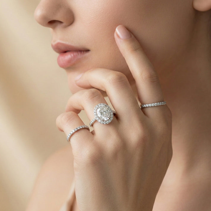 LUXURIANT 4.75 Ct. Lab Grown Diamond Halo Ring in 950 Platinum SGL Certified (VS-EF) 8411943 2