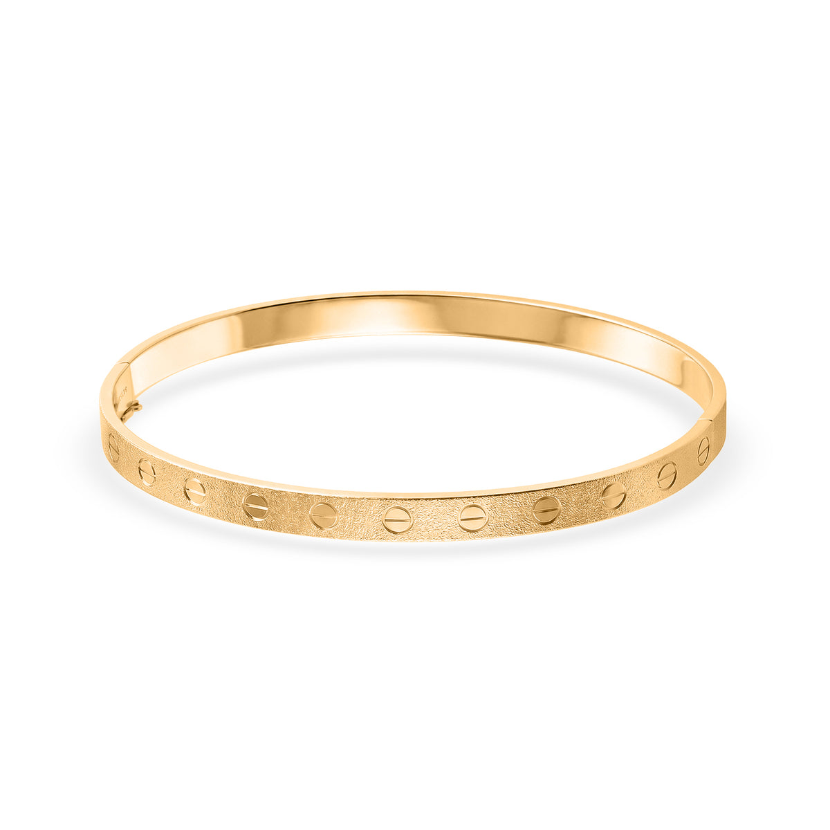 LUXORO 9K Yellow Gold Screw Engraved Love Bangle Bracelet 7.5 Inch, 5.25 Gms 8411986 0