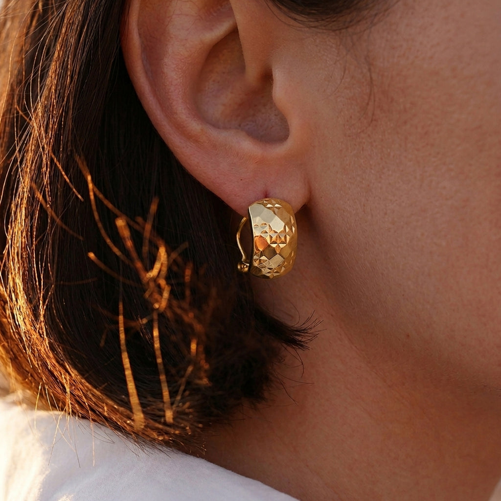 9K Yellow Gold Chunky Hoop Earring with French Clip, Gold Wt 2.00 Gms_8411988_3