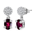 D'Joy Orissa Natural Rhodolite Garnet, White Zircon Dangling Earring in Platinum Overlay Sterling Silver 2.51 Ct._8412036